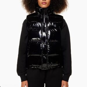 Aritzia Shiny Black Puffer Vest